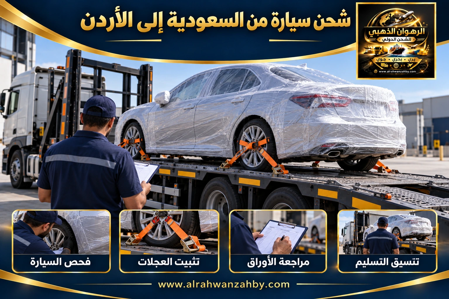شحن سيارة من السعودية إلى الأردن