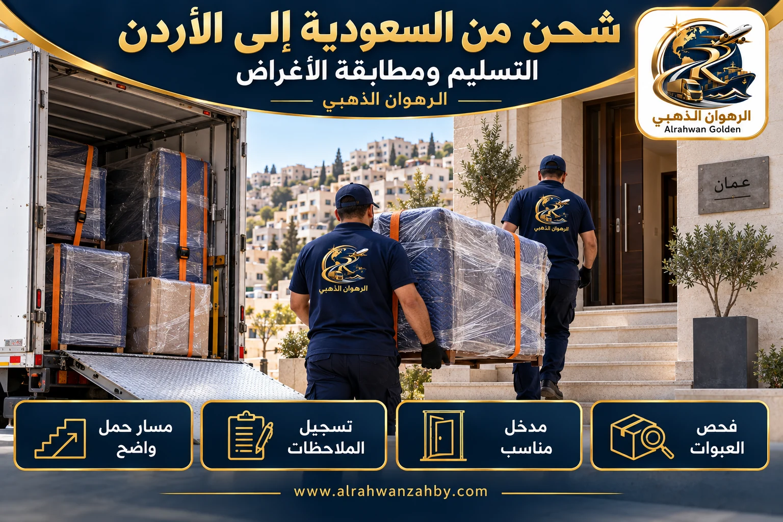 التسليم ومطابقة الأغراض — شحن من السعودية إلى الأردن