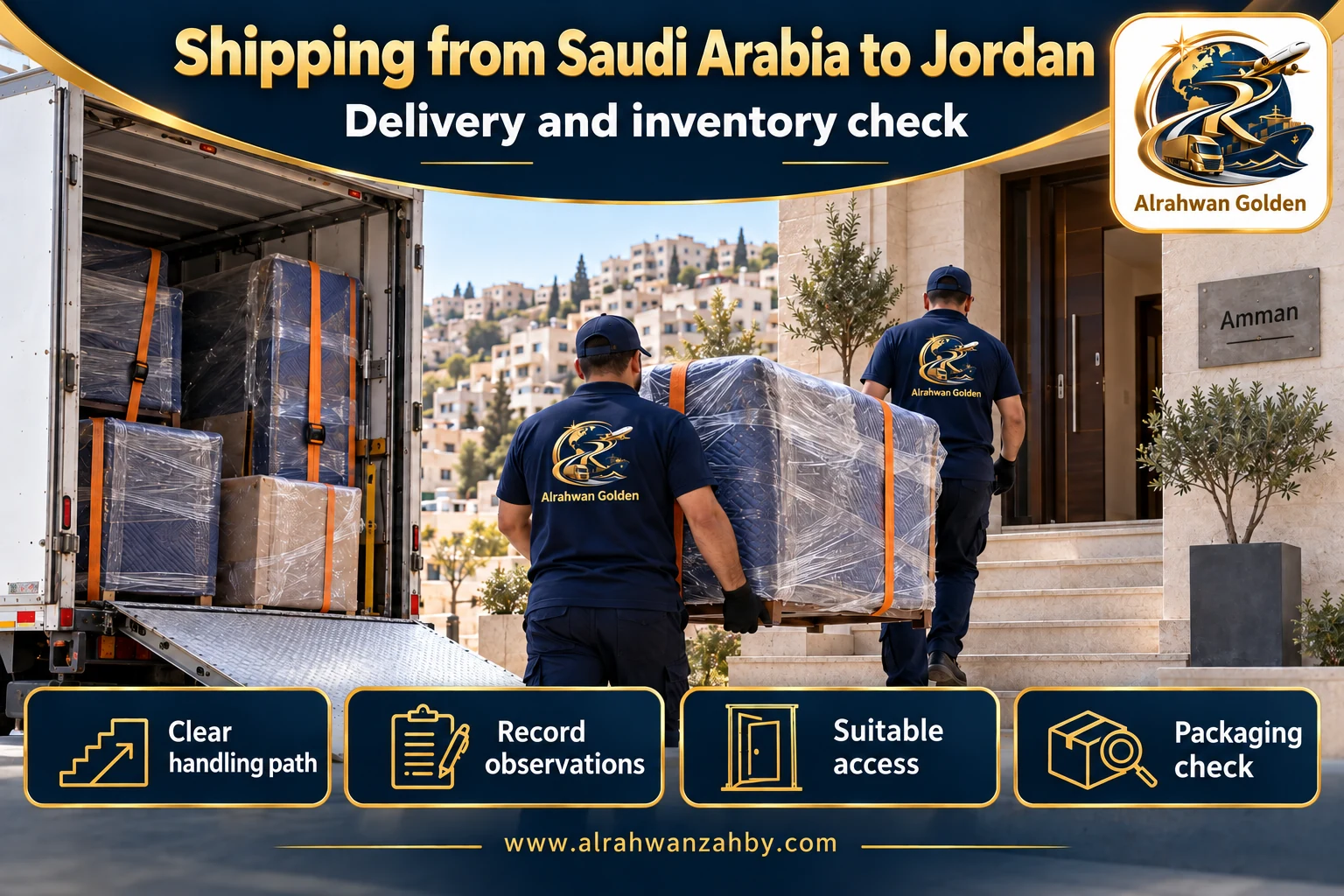 Delivery and inventory check — Shipping from Saudi Arabia to Jordan