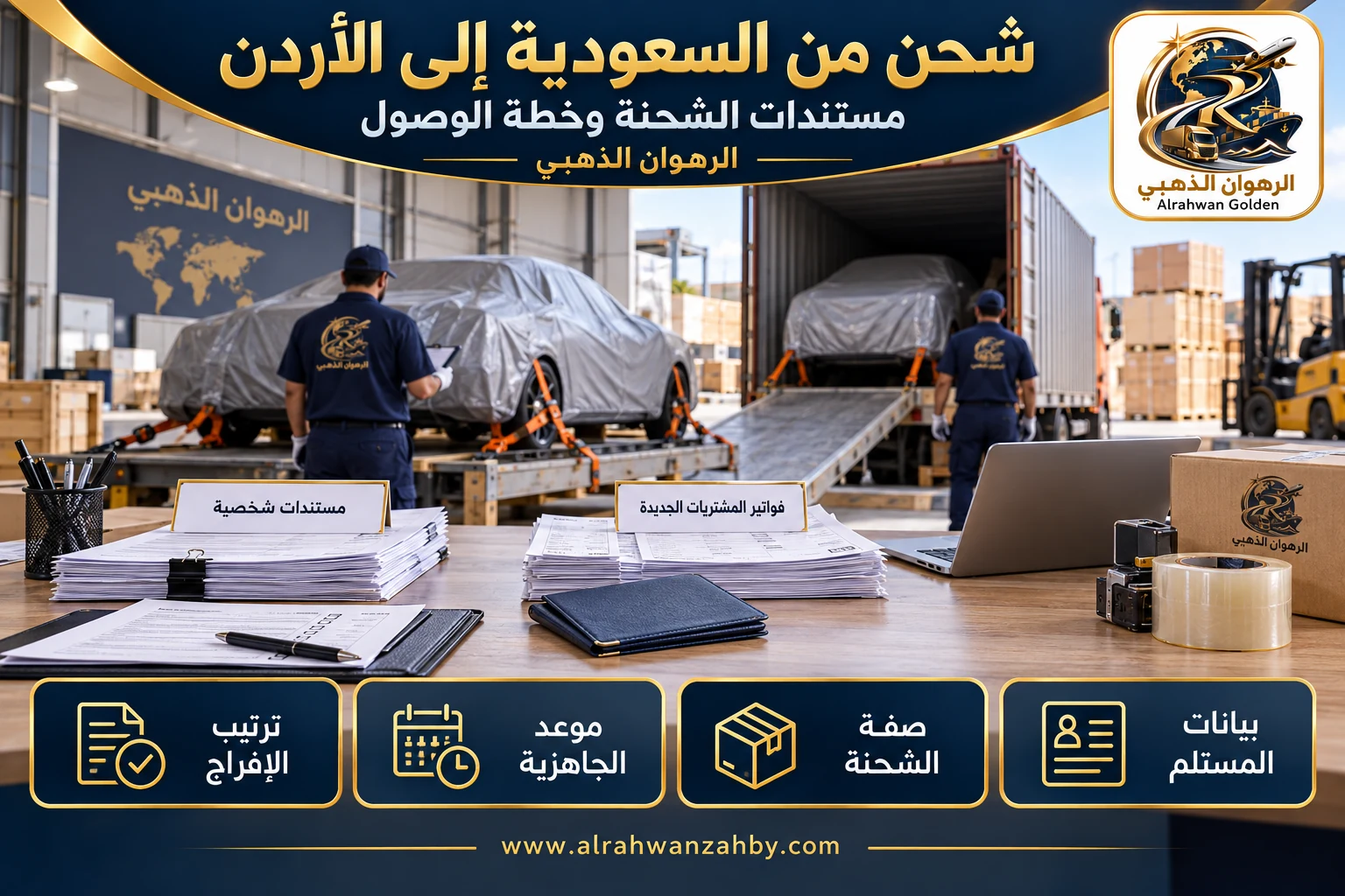 مستندات الشحنة وخطة الوصول — شحن من السعودية إلى الأردن