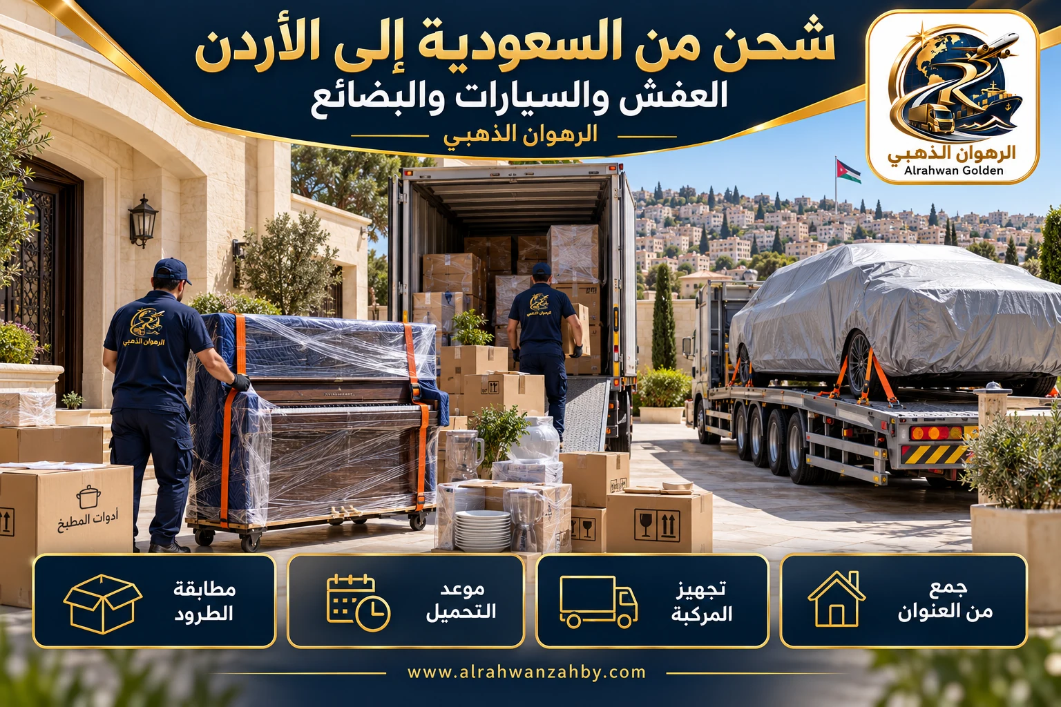 العفش والسيارات والبضائع — شحن من السعودية إلى الأردن
