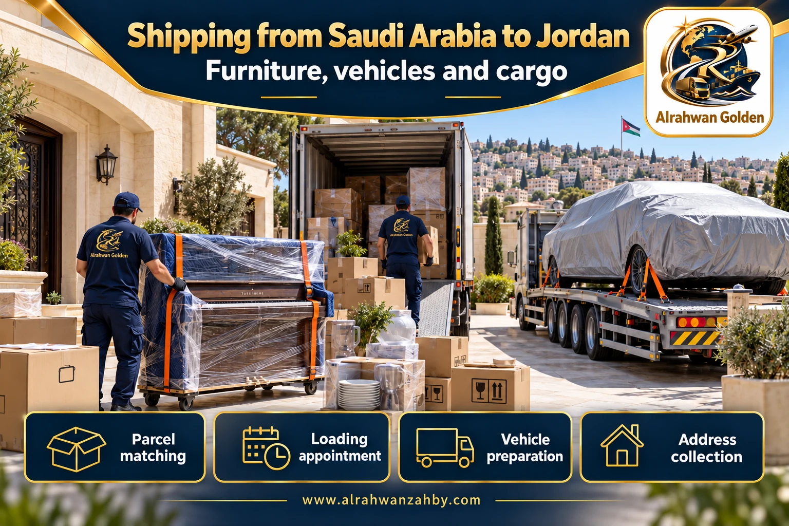 Furniture, vehicles and cargo — Shipping from Saudi Arabia to Jordan