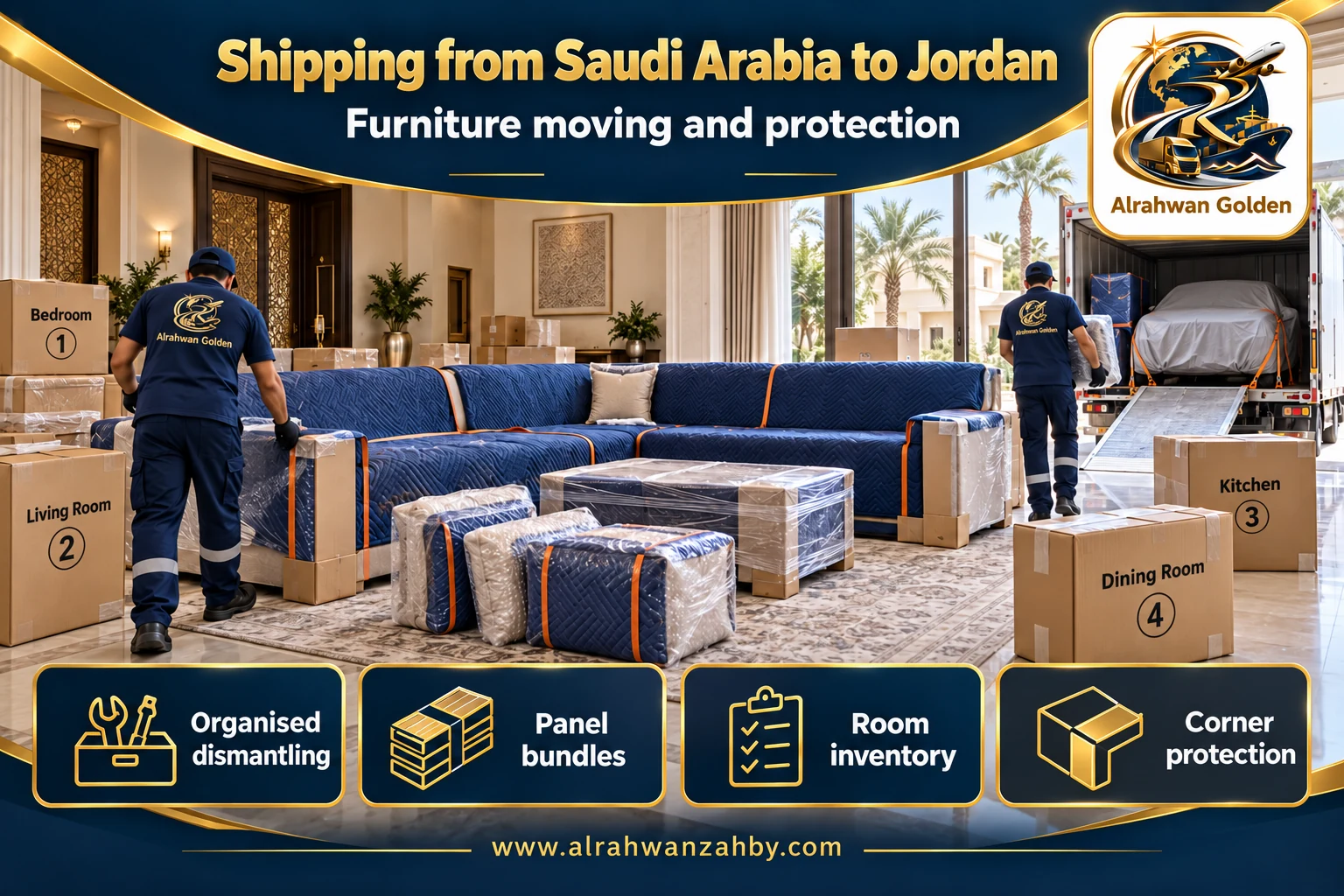 Furniture moving and protection — Shipping from Saudi Arabia to Jordan