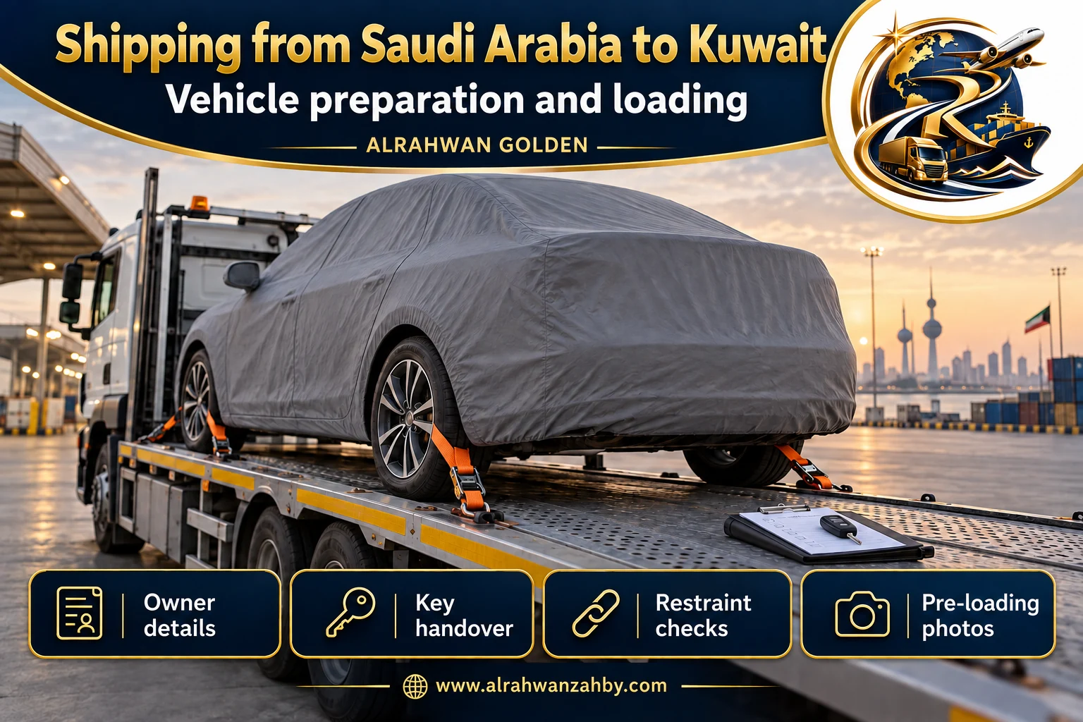 Vehicle preparation and loading — Shipping from Saudi Arabia to Kuwait