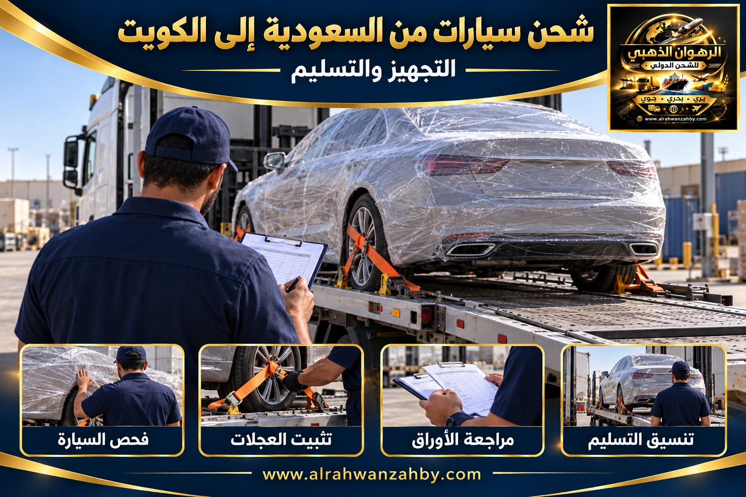 شحن سيارات من السعودية إلى الكويت — التجهيز والتسليم