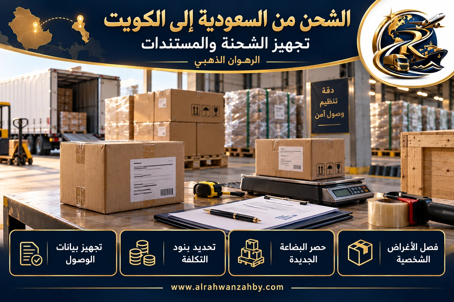 تجهيز الشحنة والمستندات، الشحن من السعودية إلى الكويت