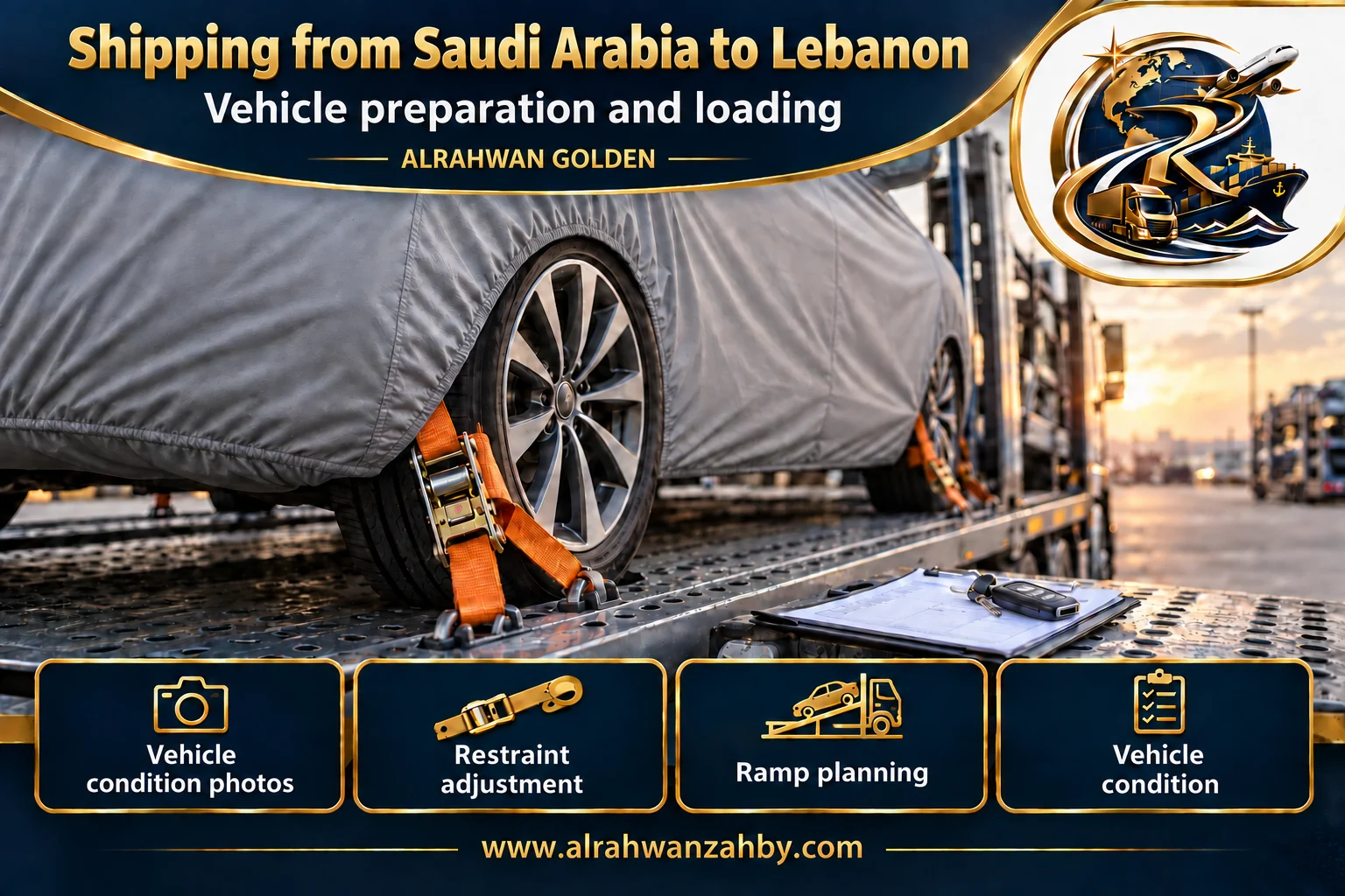 Vehicle preparation and loading — Shipping from Saudi Arabia to Lebanon