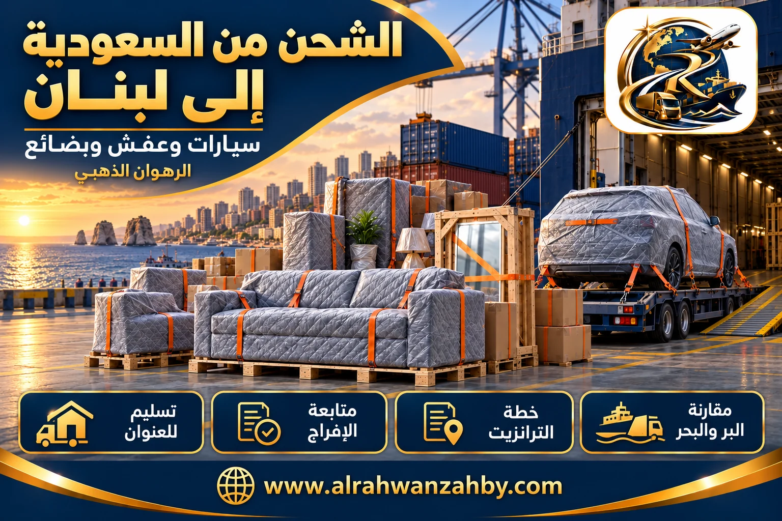 سيارات وعفش وبضائع، الشحن من السعودية إلى لبنان