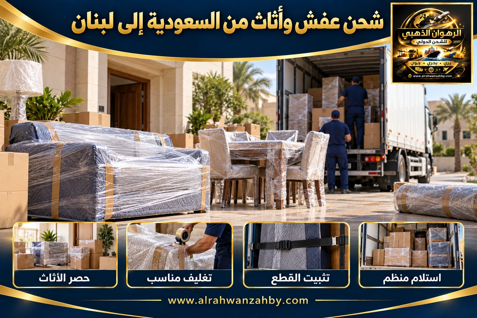 شحن عفش وأثاث من السعودية إلى لبنان