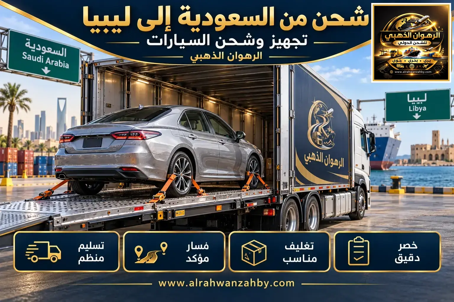 شحن من السعودية إلى ليبيا — تجهيز وشحن السيارات