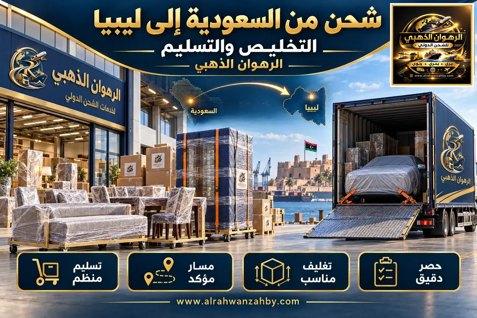 شحن من السعودية إلى ليبيا — التخليص والتسليم
