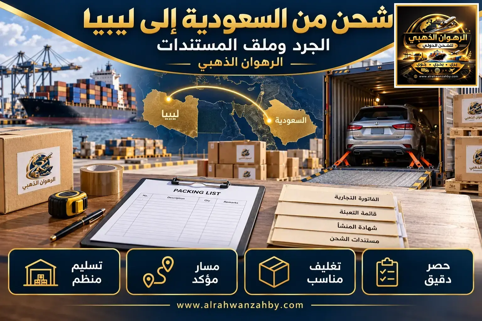 شحن من السعودية إلى ليبيا — الجرد وملف المستندات