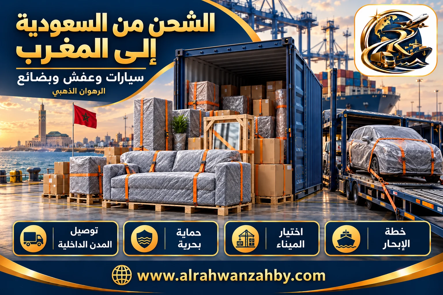 سيارات وعفش وبضائع، الشحن من السعودية إلى المغرب