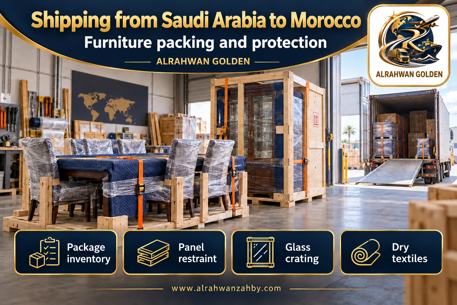 Furniture packing and protection — Shipping from Saudi Arabia to Morocco