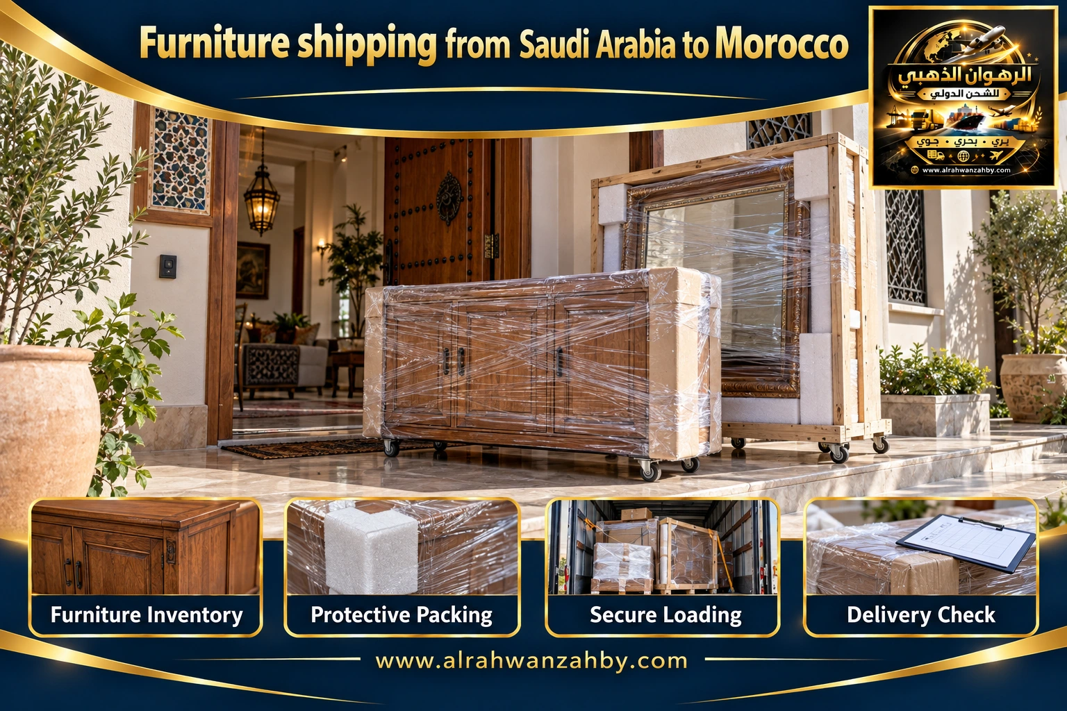 Furniture shipping from Saudi Arabia to Morocco — preparation and delivery