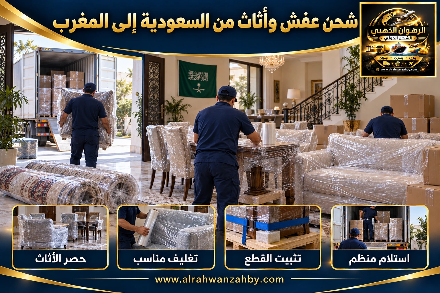 شحن عفش وأثاث من السعودية إلى المغرب