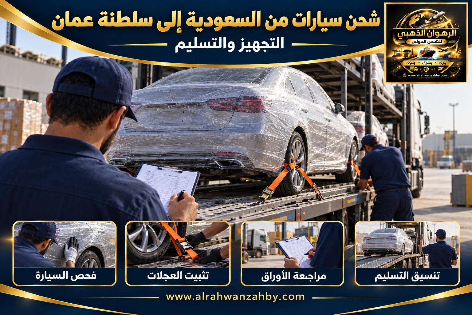 شحن سيارات من السعودية إلى سلطنة عمان — التجهيز والتسليم