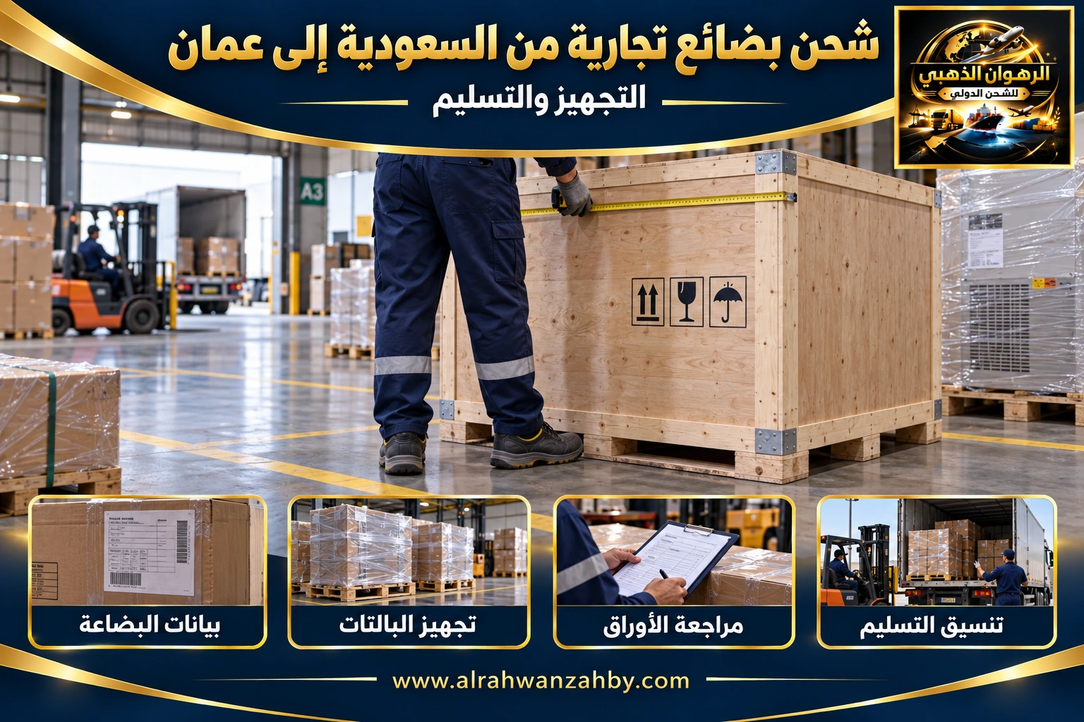 شحن بضائع تجارية من السعودية إلى عمان — التجهيز والتسليم
