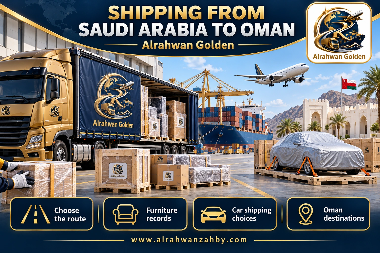 SHIPPING FROM SAUDI ARABIA TO OMAN — Alrahwan Golden