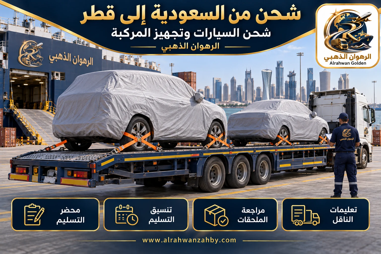 شحن السيارات وتجهيز المركبة — شحن من السعودية إلى قطر