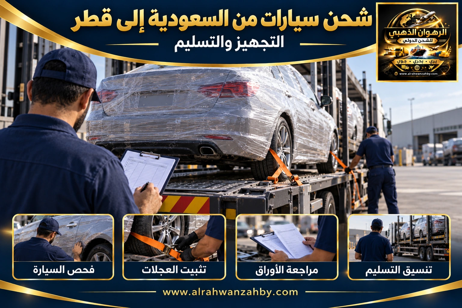 شحن سيارات من السعودية إلى قطر — التجهيز والتسليم