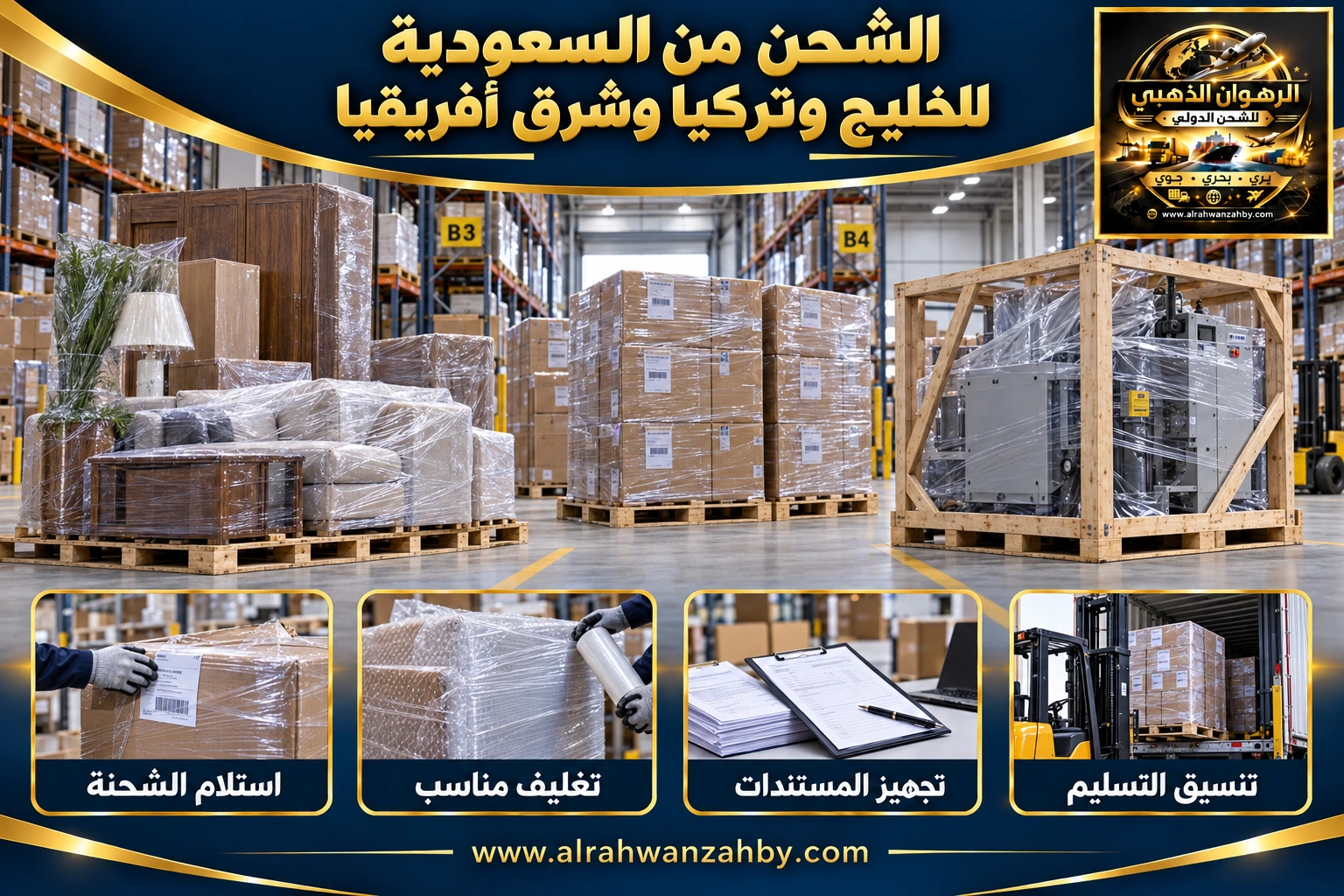 الشحن من السعودية للخليج وتركيا وشرق أفريقيا — التجهيز والتسليم