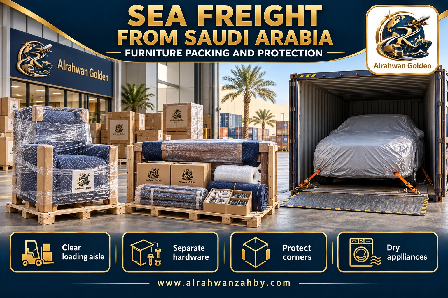 SEA FREIGHT FROM SAUDI ARABIA — FURNITURE PACKING AND PROTECTION