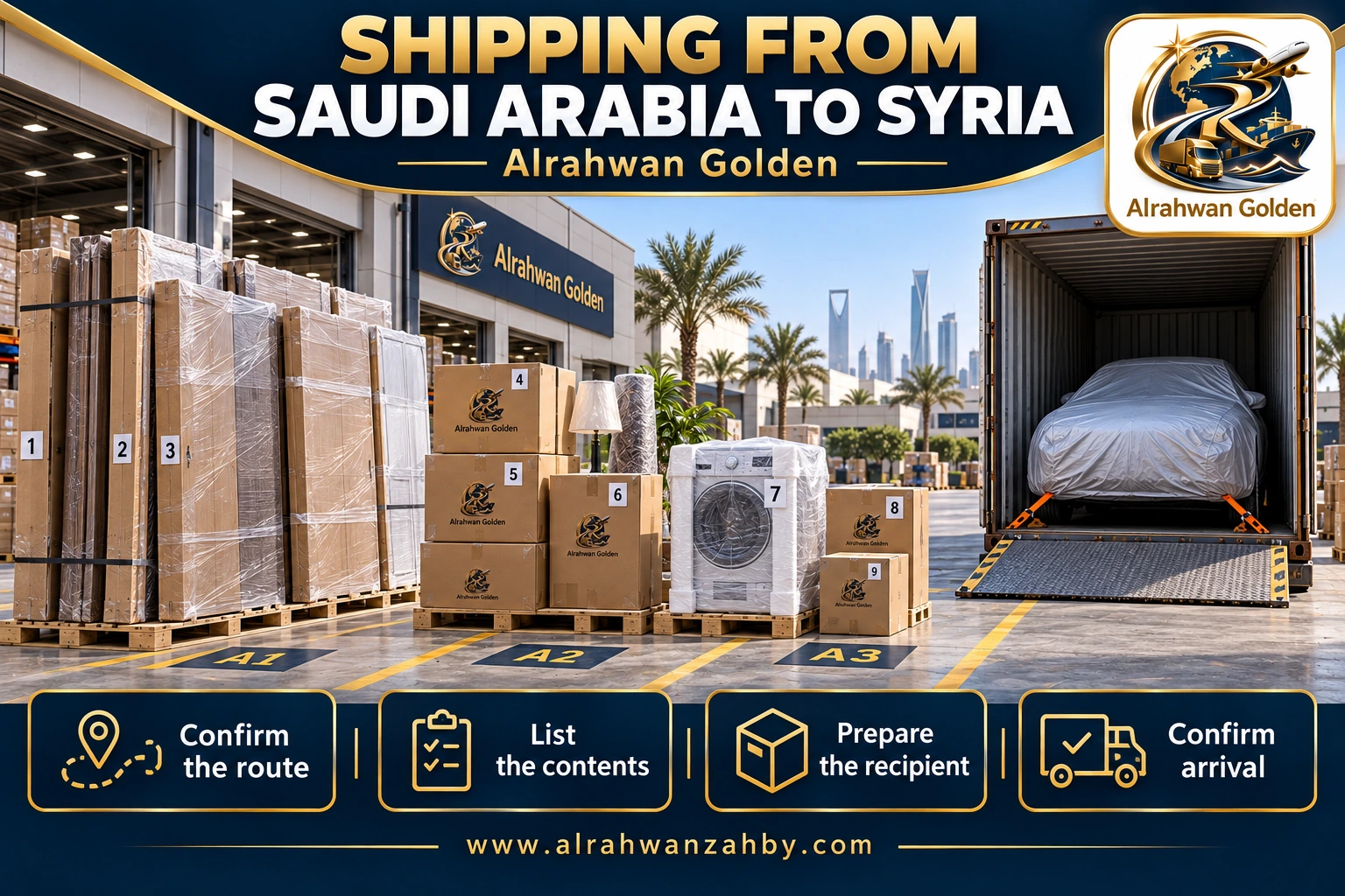 SHIPPING FROM SAUDI ARABIA TO SYRIA — Alrahwan Golden