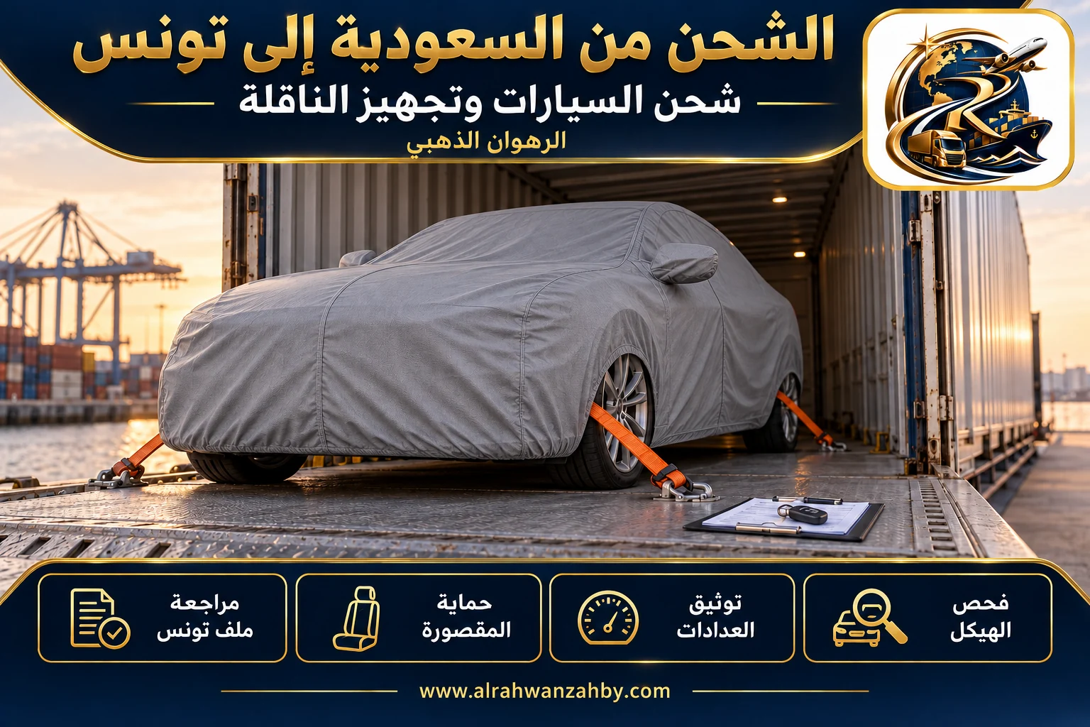 شحن سيارة من السعودية إلى تونس