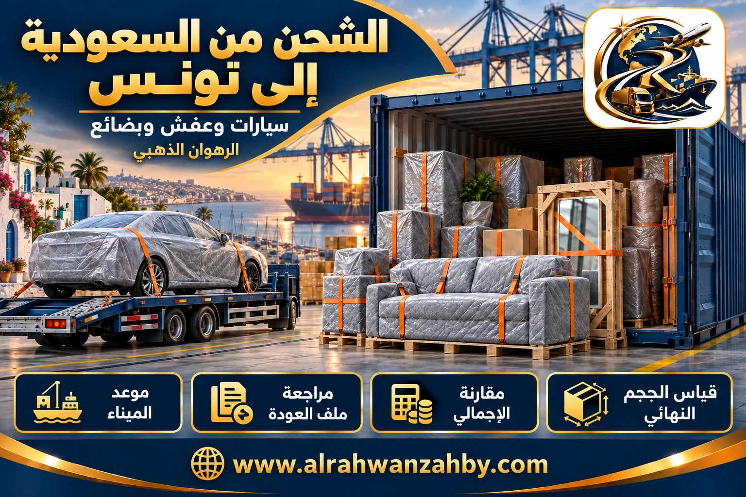 سيارات وعفش وبضائع، الشحن من السعودية إلى تونس