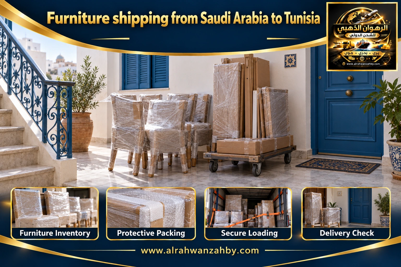 Furniture shipping from Saudi Arabia to Tunisia — preparation and delivery