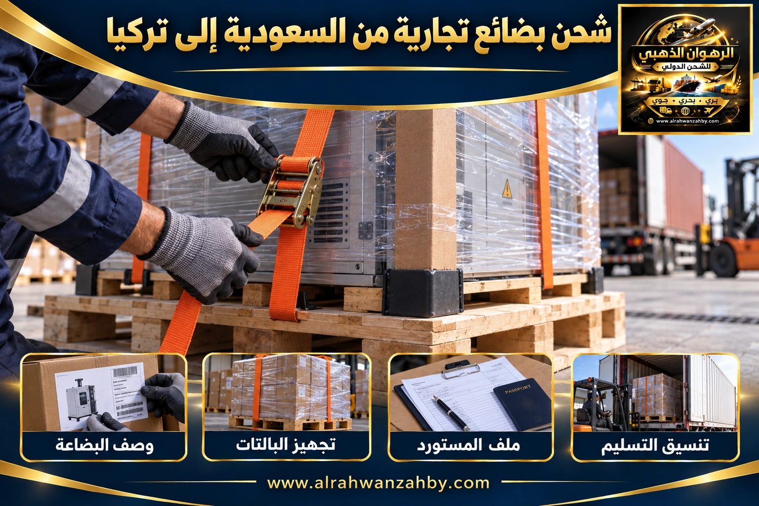 شحن بضائع تجارية من السعودية إلى تركيا — التجهيز والتسليم