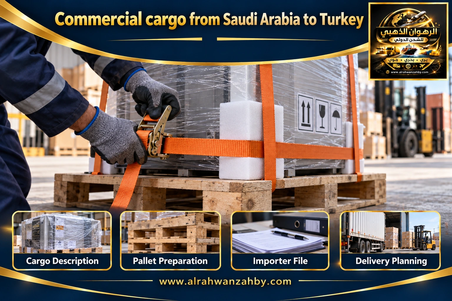Commercial cargo from Saudi Arabia to Turkey — preparation and delivery