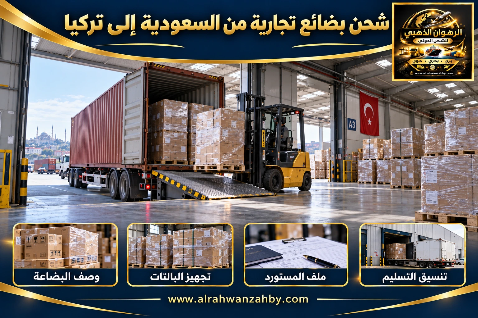 شحن بضائع تجارية من السعودية إلى تركيا