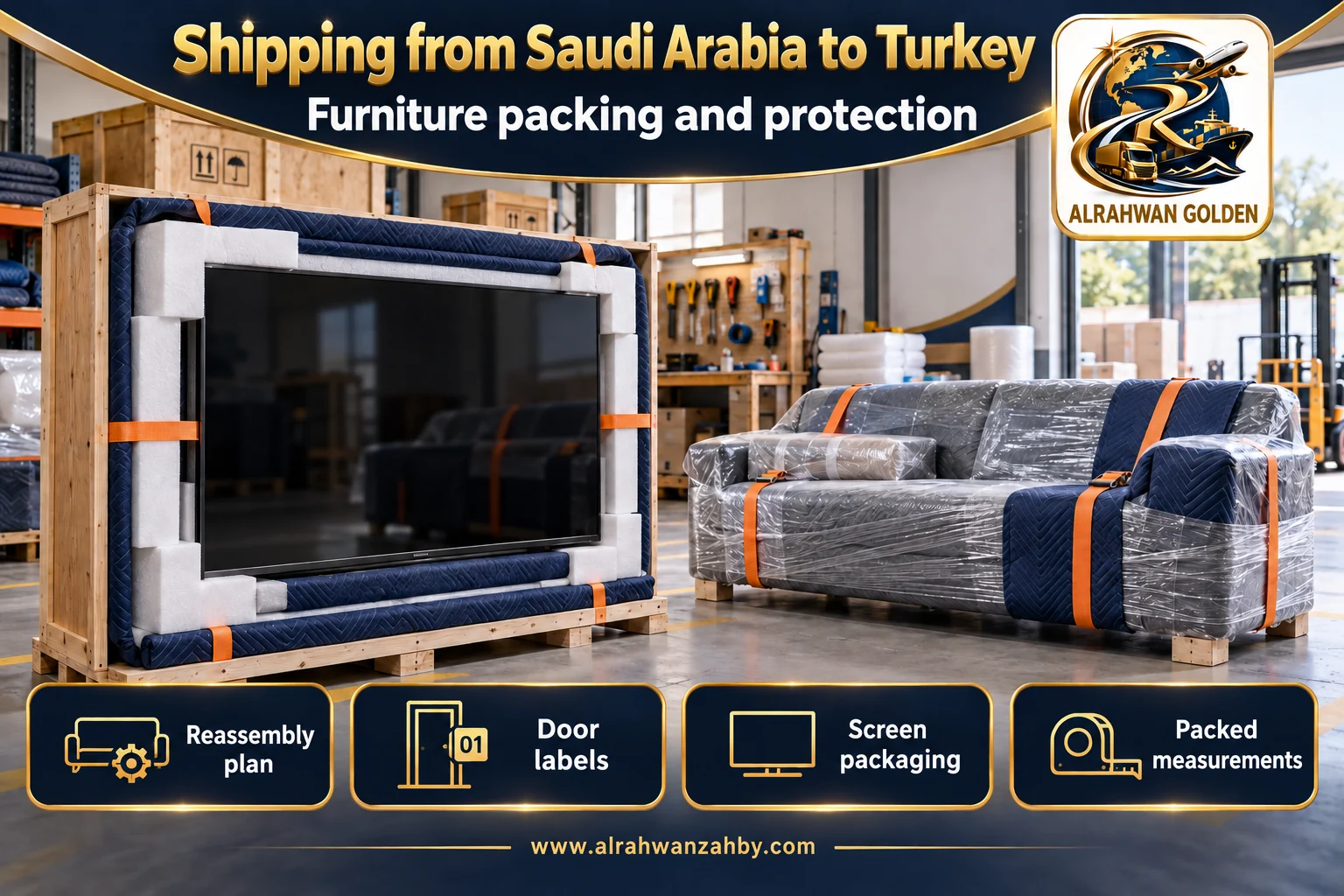 Furniture packing and protection — Shipping from Saudi Arabia to Turkey