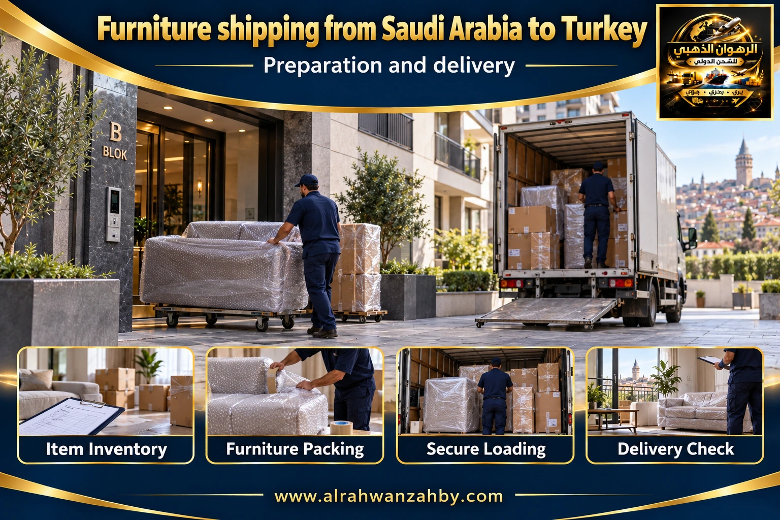 Furniture shipping from Saudi Arabia to Turkey — preparation and delivery