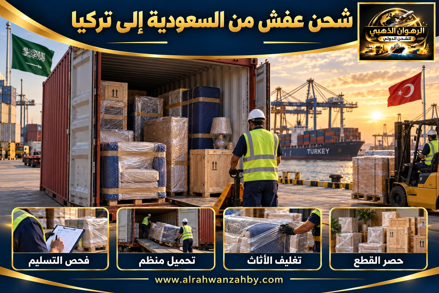 شحن عفش من السعودية إلى تركيا