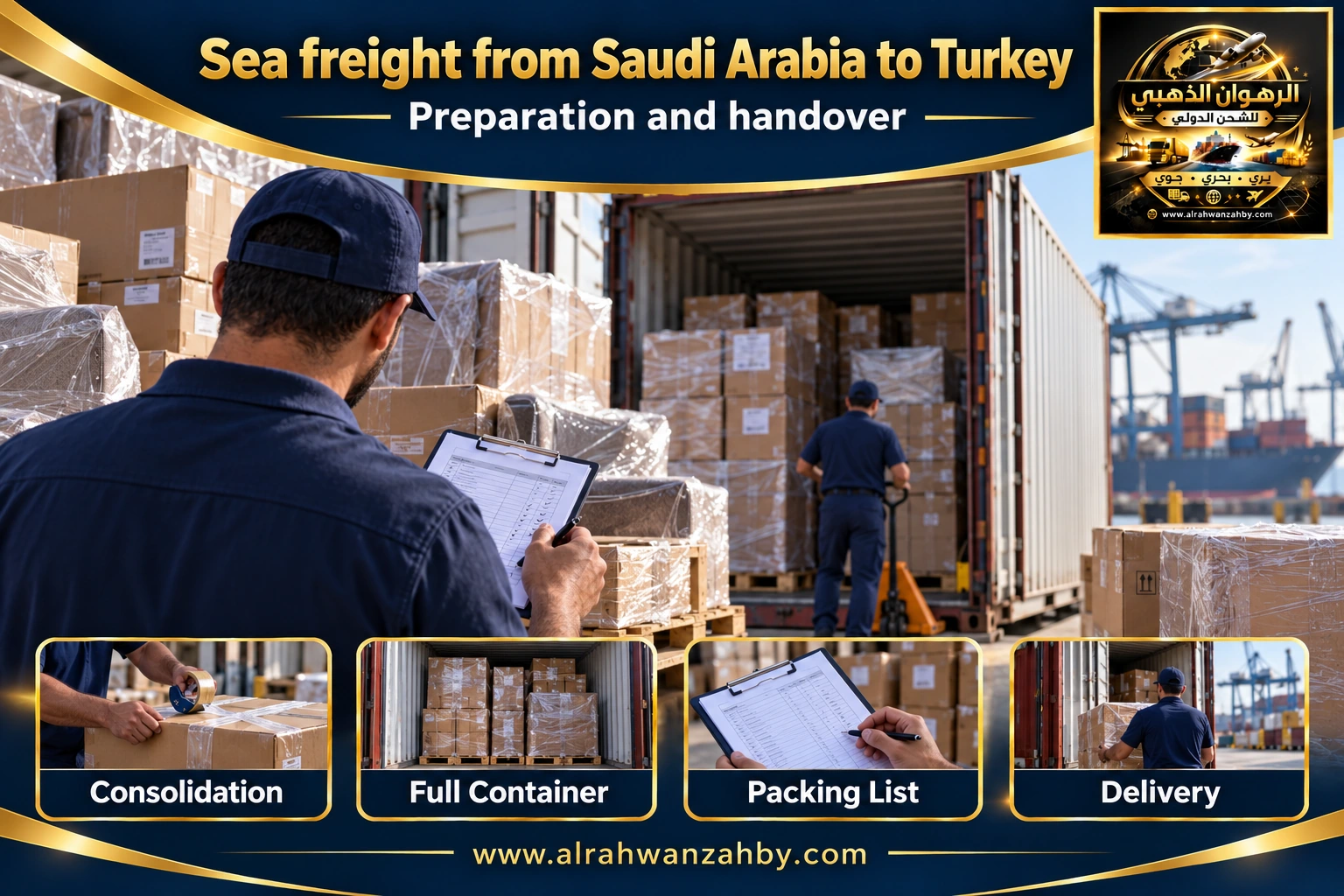 Sea freight from Saudi Arabia to Turkey — preparation and handover