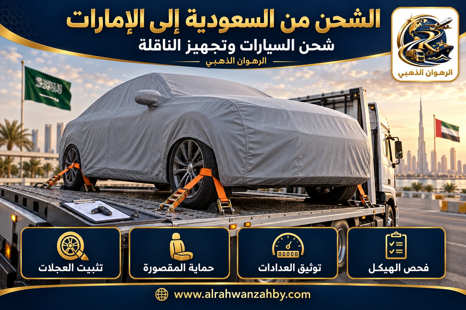شحن السيارات وتجهيز الناقلة، الشحن من السعودية إلى الإمارات