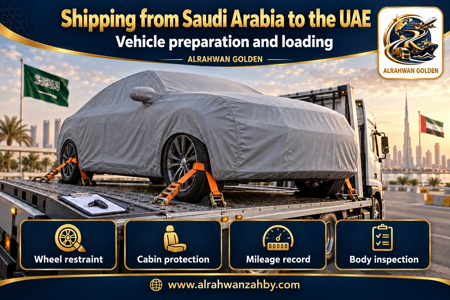 Vehicle preparation and loading — Shipping from Saudi Arabia to the UAE