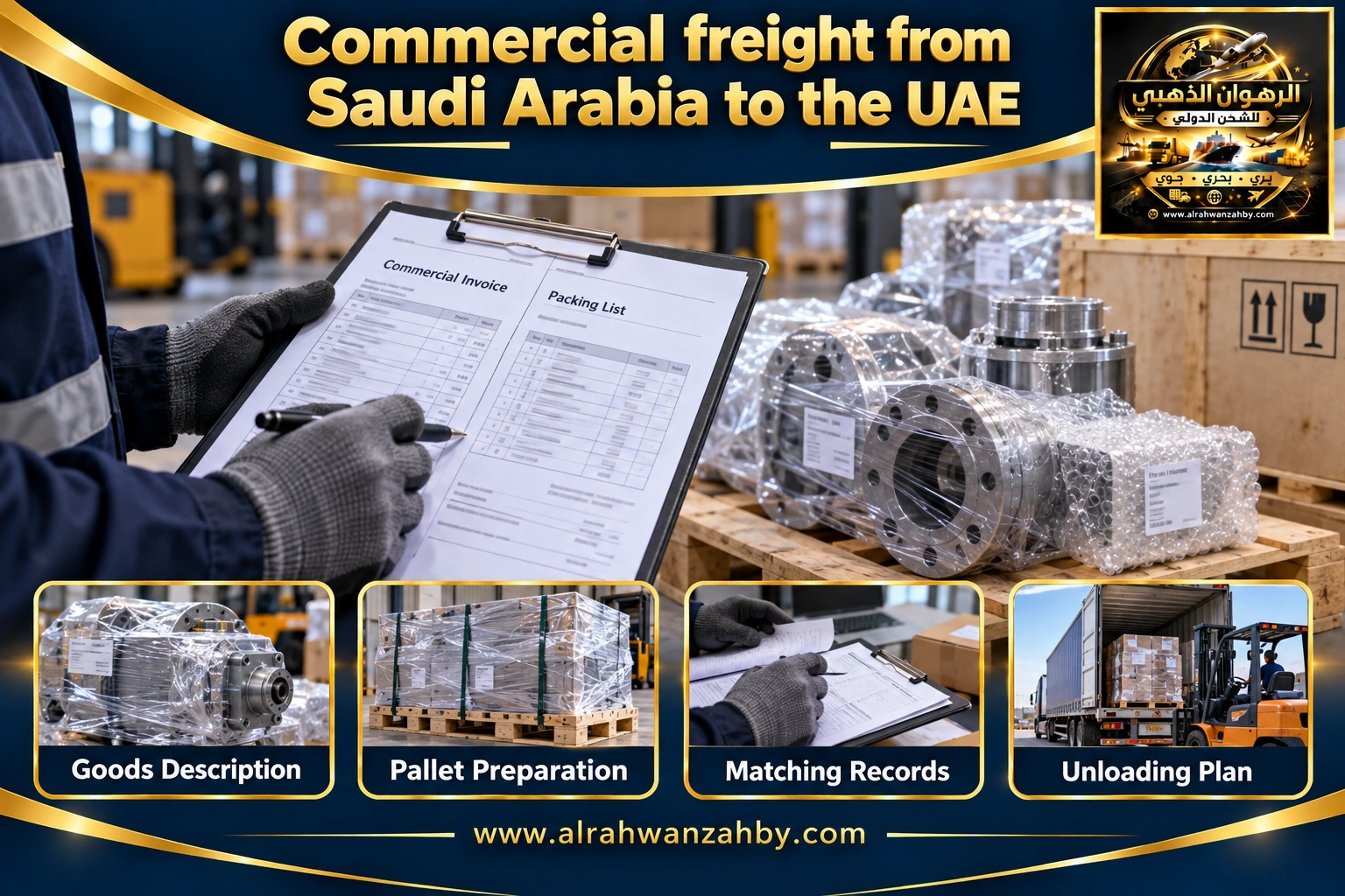 Commercial freight from Saudi Arabia to the UAE — preparation and delivery