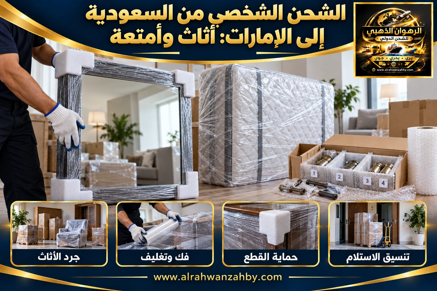 الشحن الشخصي من السعودية إلى الإمارات: أثاث وأمتعة — التجهيز والتسليم
