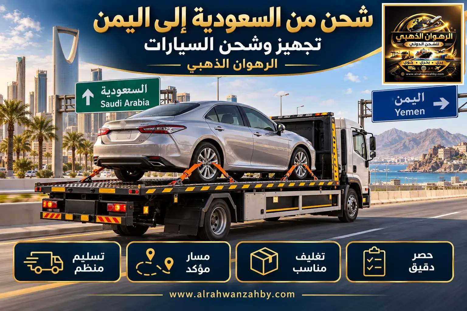شحن من السعودية إلى اليمن — تجهيز وشحن السيارات