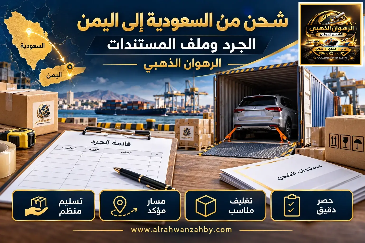 شحن من السعودية إلى اليمن — الجرد وملف المستندات