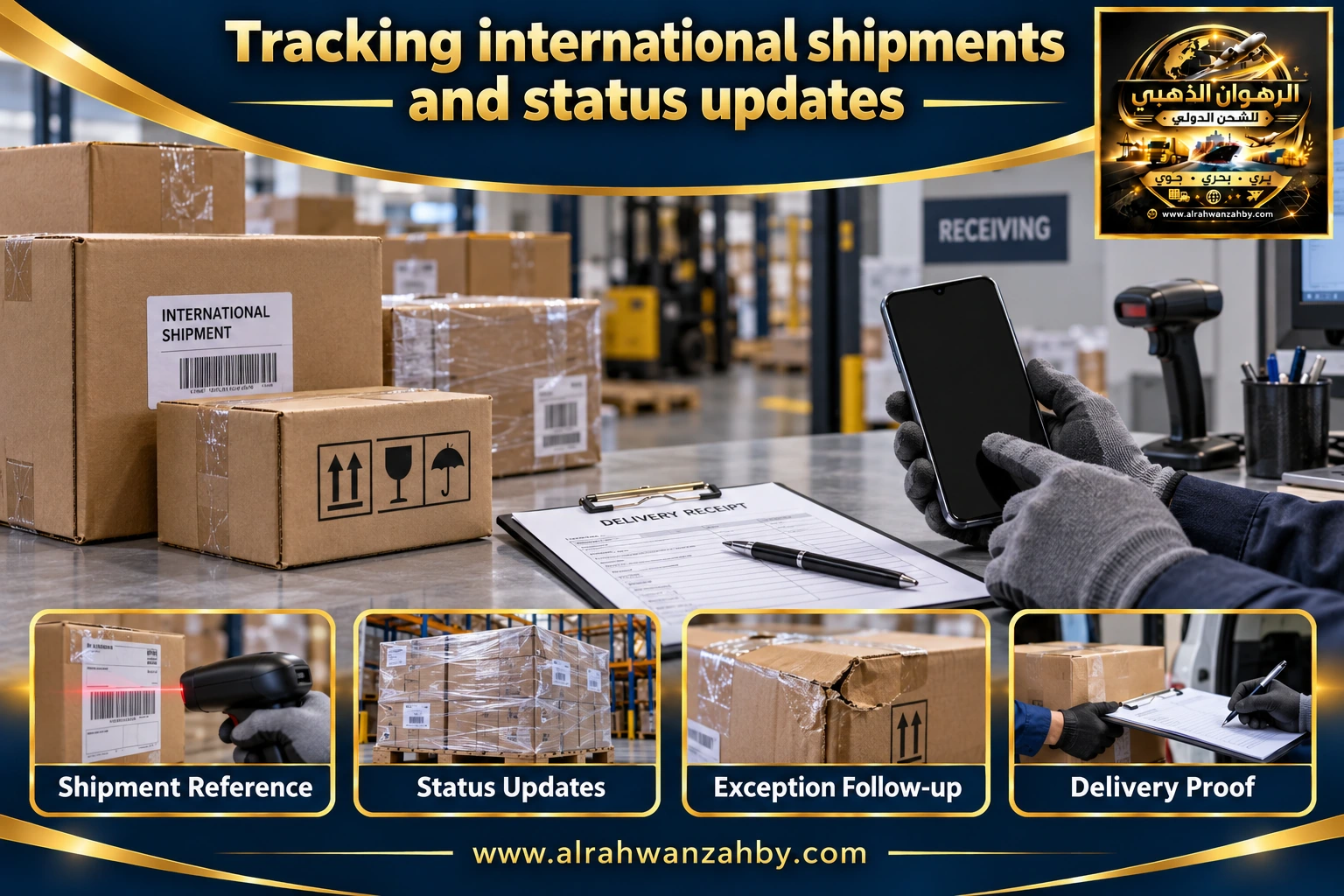Tracking international shipments and status updates — preparation and delivery