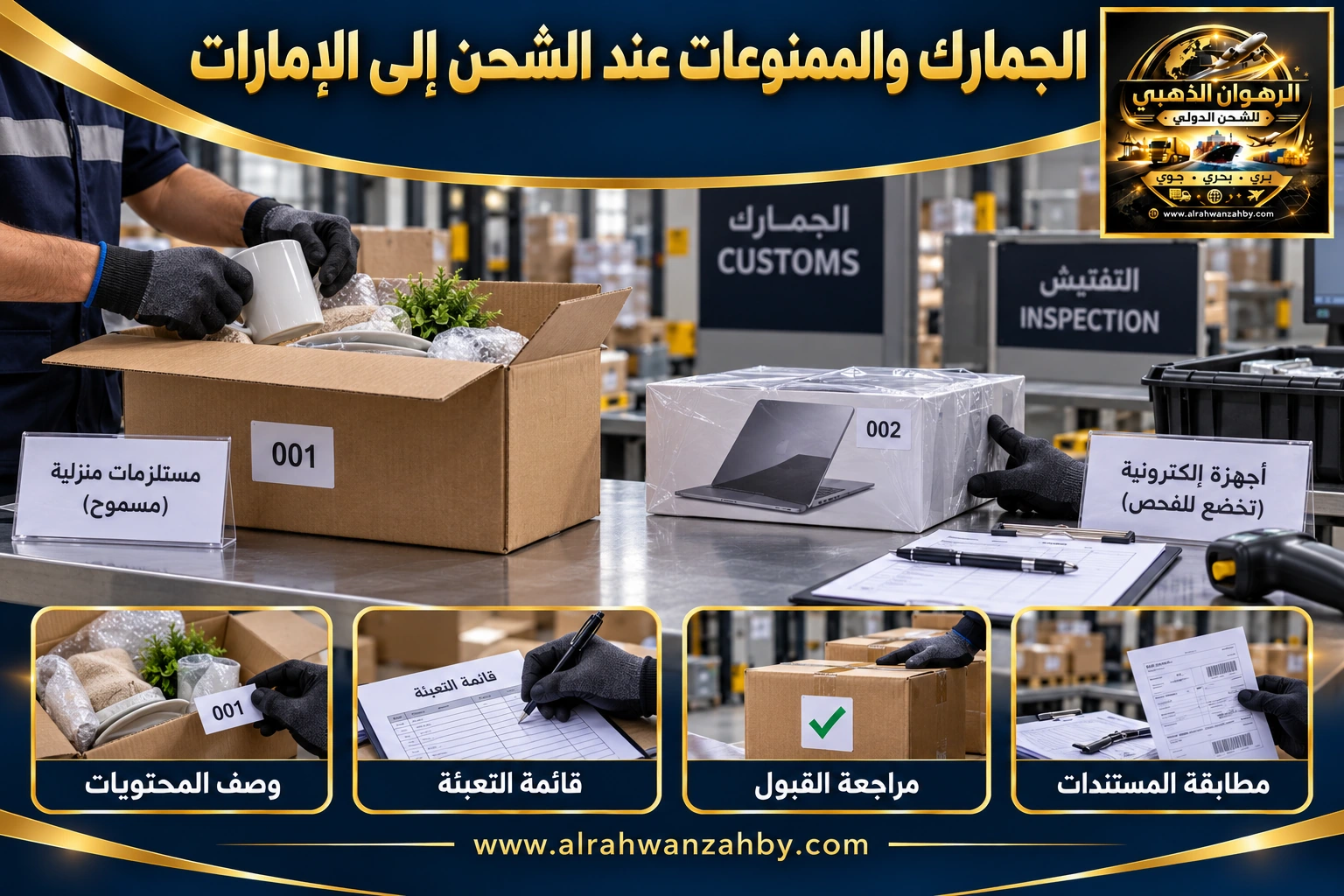 الجمارك والممنوعات عند الشحن إلى الإمارات — التجهيز والتسليم