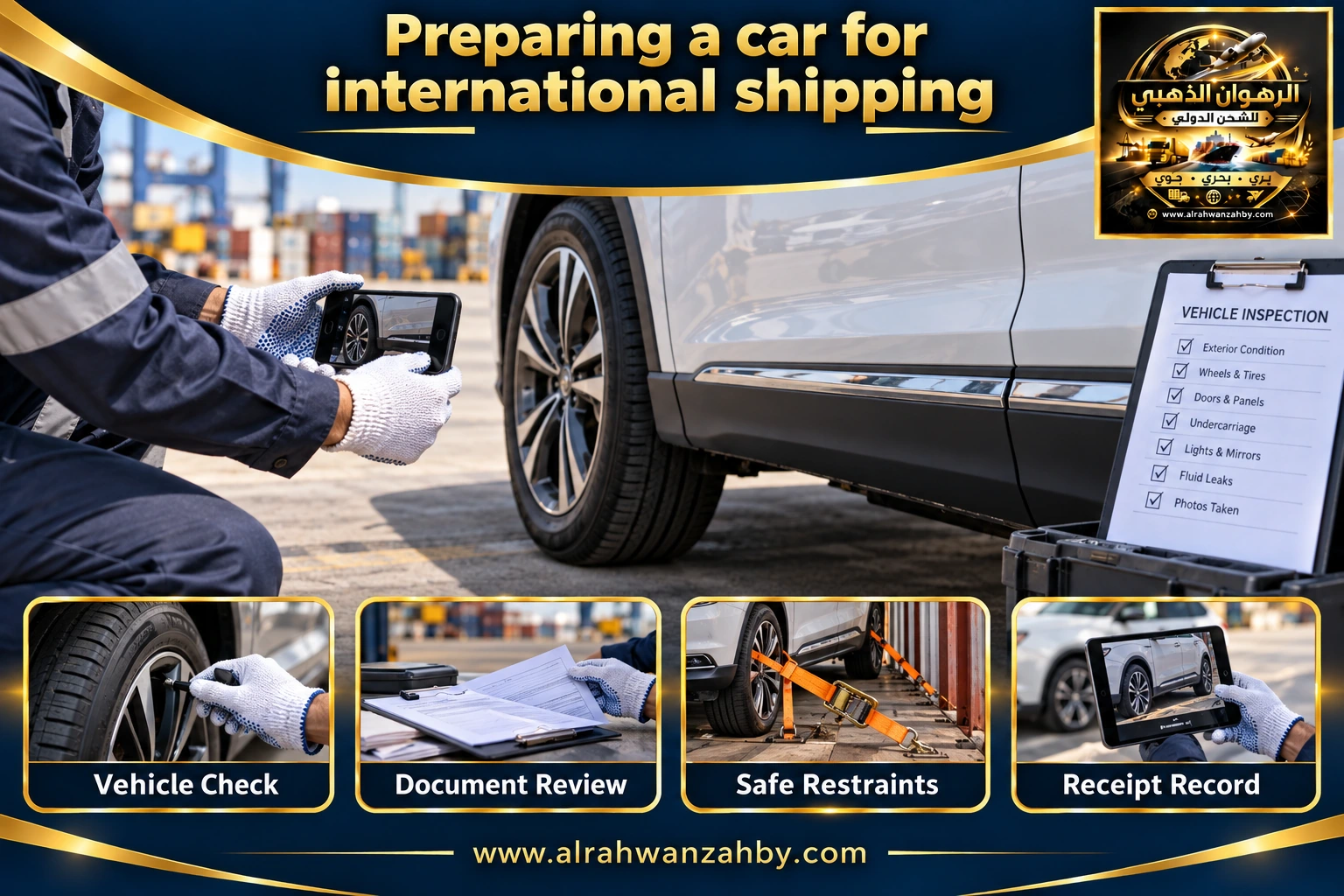 Preparing a car for international shipping — preparation and delivery
