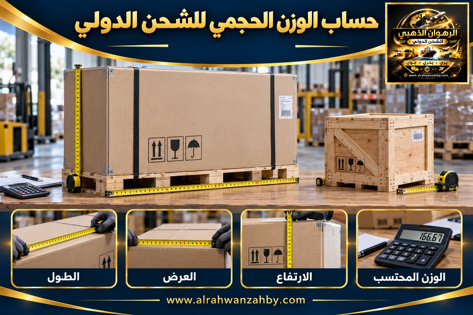 حساب الوزن الحجمي للشحن الدولي — التجهيز والتسليم