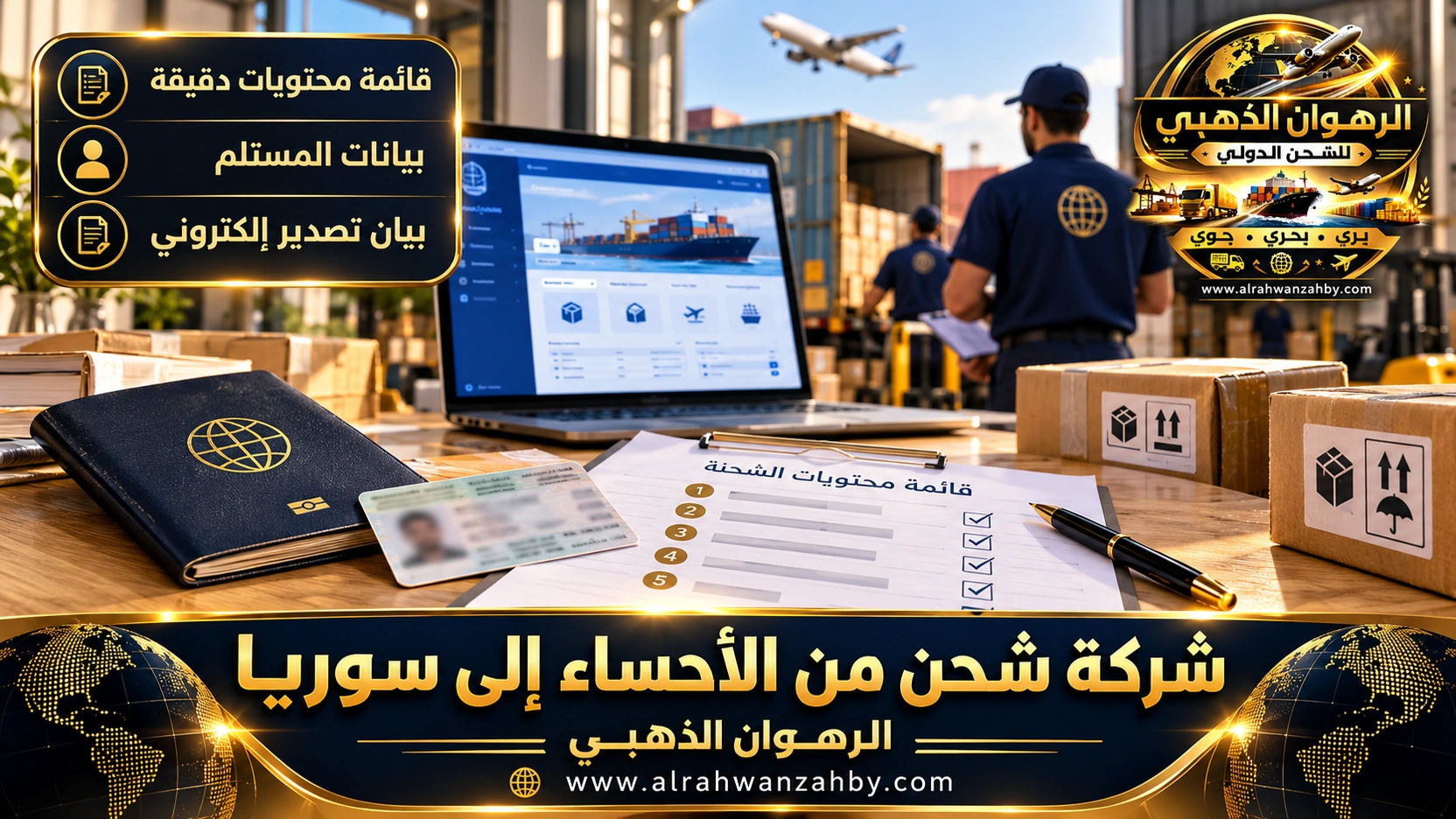 قائمة محتويات وبيانات المستلم لشحنة الأحساء إلى سوريا