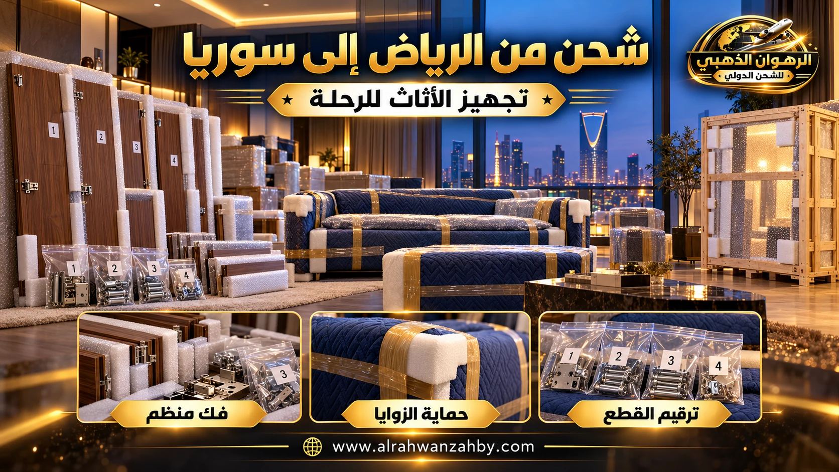 تغليف وفك وترقيم العفش قبل شحنه إلى سوريا